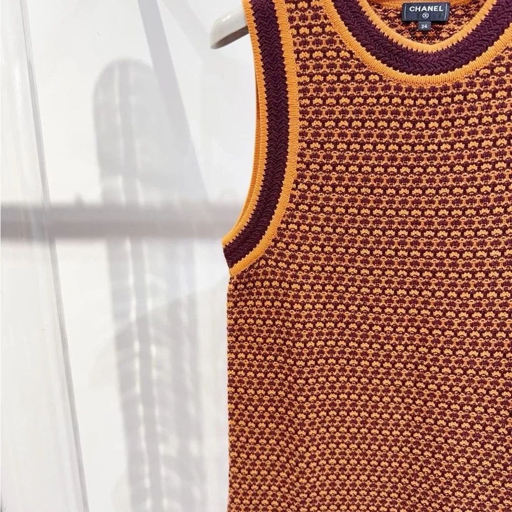 Authentic CHANEL Brown and Orange Sleeveless Dress - Picture 3 of 7